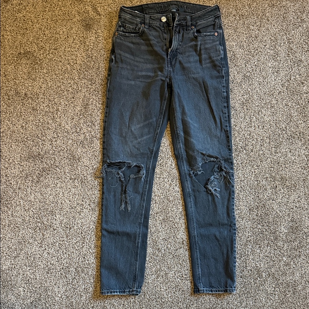 American Eagle Outfitters Black Distressed Skinny Jeans